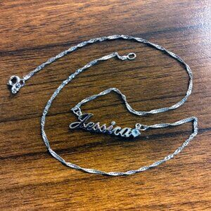 "Jessica" Sterling Silver Nameplate Necklace
